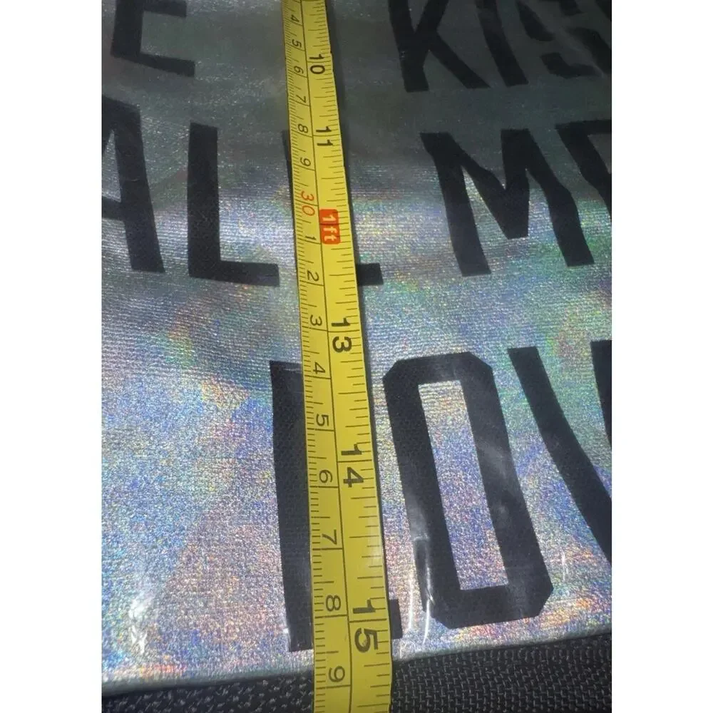 Victoria's Secret PINK Holographic Rainbow Black Tote Beach Carry-All Bag NWT